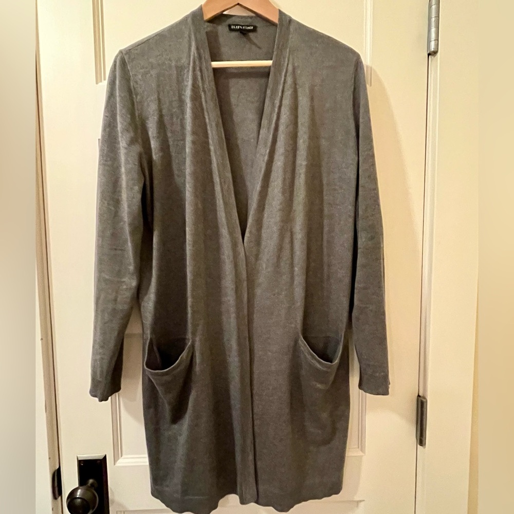 Eileen Fisher • Longline Open-Front Cardigan • Fine Merino Blend • Size S/P